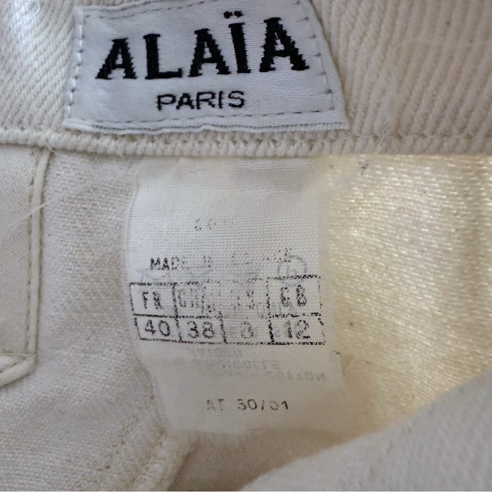 RARE Vintage Alaïa S/S 1991 Cream Denim Skirt With Back Lace-Up Detail Size 40 - Picture 4 of 6